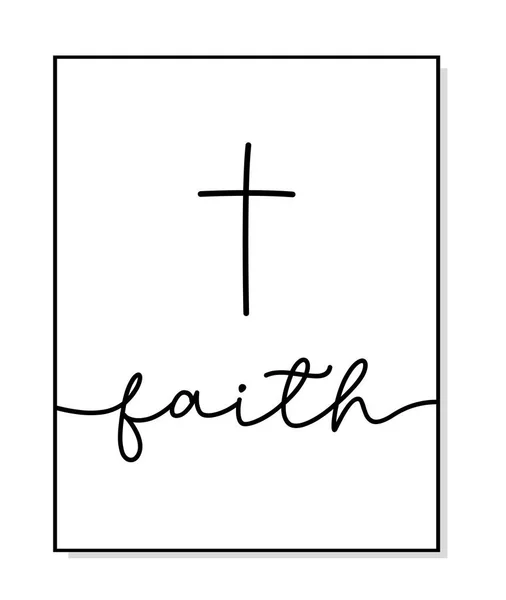 Geloof Christelijke Kruis Vector Symbool Letterlijke Typografie Poster Religieus Woord — Stockvector