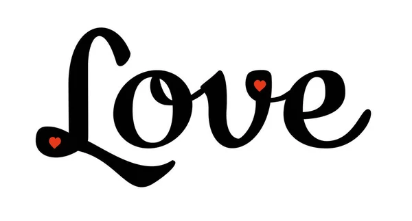 Liebe Handgezeichnetes Typografie Wort Liebe Mit Kritzelherz Druck Für Tee — Stockvektor