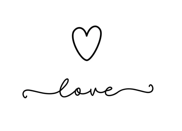 Sevgi Yapımı Tipografi Kelimesi Karalama Kalple Aşk Tişört Tişört Kart — Stok Vektör