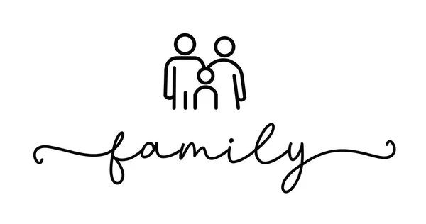 Familie Icoon Ouders Kind Vector Familietekstlogo Typografie Kalligrafie Script Tekst — Stockvector