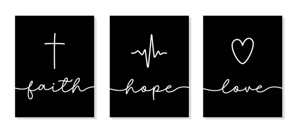 Esperança Amor Símbolo Ícone Vetor Cristão Citações Tipográficas Poster Palavras — Vetor de Stock