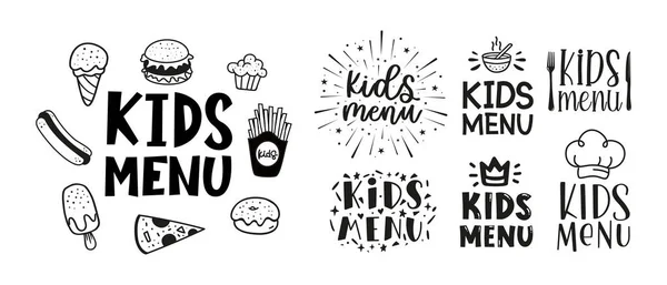 Kindermenü Logo Set Für Banner Flyer Plakatgestaltung Vektorvorlage Für Das — Stockvektor