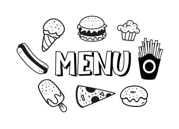 Menu Logo Banner Flyer Poster Design Meal Menu Vector Template — Stock Vector