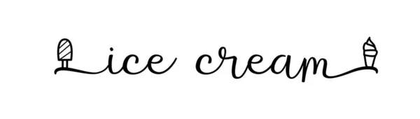 Eiscreme Logo Mit Symbolen Namen Typografie Schwarze Buchstaben Isoliert Auf — Stockvektor