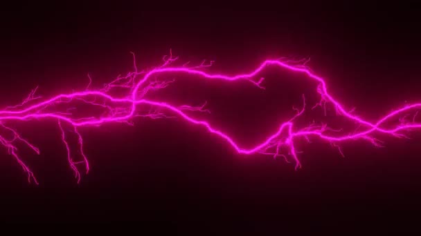 Roze Bliksem Zwarte Achtergrond Animatie Simulatie Van Onweer — Stockvideo