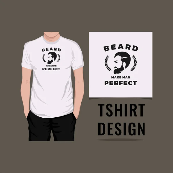 Skägg Gör Man Perfekt Skjorta Design Vektor Illustration — Stock vektor
