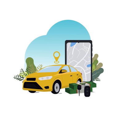 Araba kiralama konsepti vektör çizimi