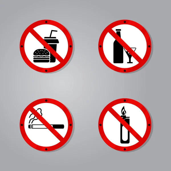 Uyarı: Yiyecek, içecek, sigara ve çakmak işareti ve grafik vektör illüstrasyonu yok