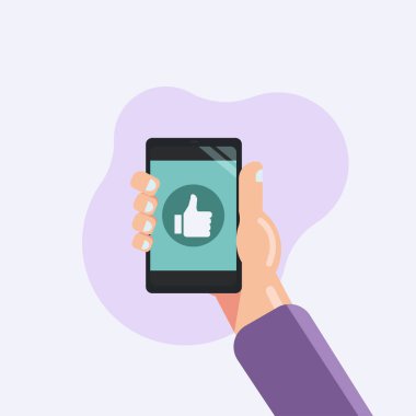 Sosyal simge vektör çizimi gibi el ele tutuşan telefon