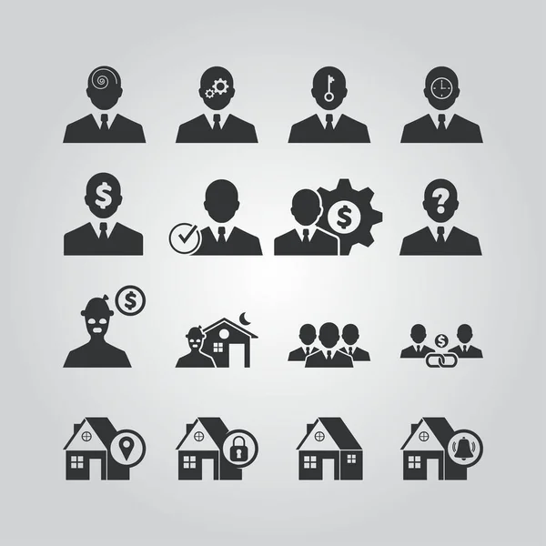 Biznesmen Ikona Domu Projekt Graficzny Wektor Ilustracja — Wektor stockowy