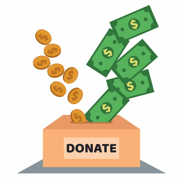 Ilustración Vector Donación Caridad Con Donación Caja — Vector de stock