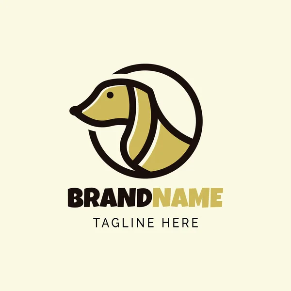 Cute Dog Head Logotipo Gráfico Design Vetor Ilustração —  Vetores de Stock