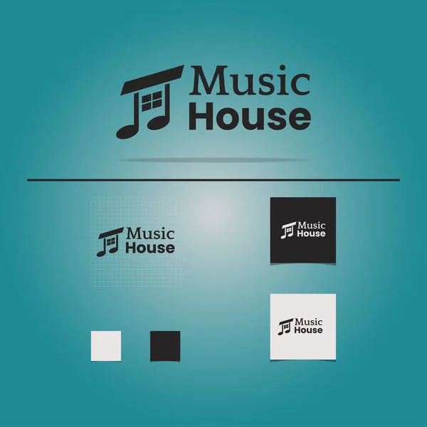 Music House Logo Projekt Wektor Ilustracja — Wektor stockowy