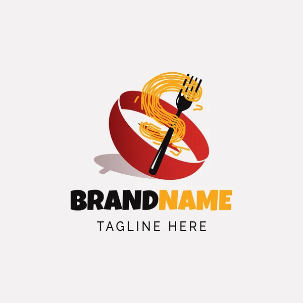 Lettering Noodle Logo Design Vector Illustration — Stock Vector