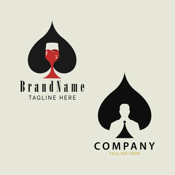 Spade Wine Man Logo Design Vector Illustration — Stock Vector