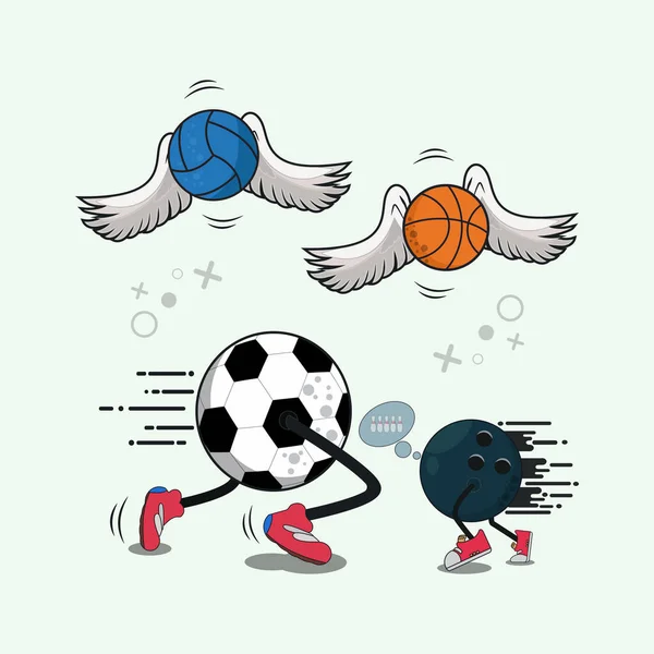 Sport Bal Actie Cartoon Vector Illustratie — Stockvector