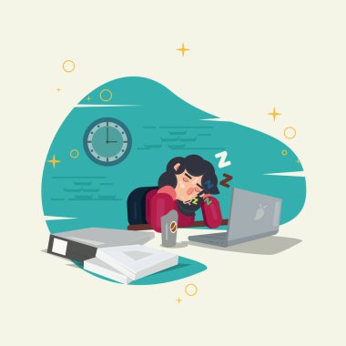 Kadın işyeri vektöründe uyur