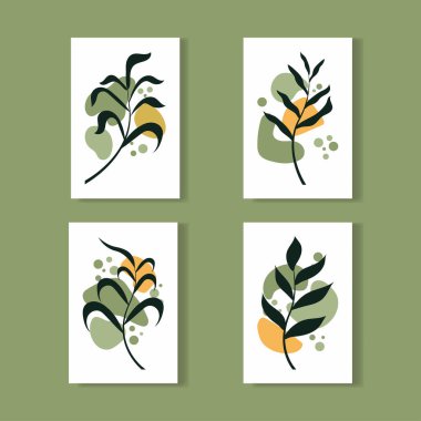 Botanik duvarı modern posterler, estetik sanat vektörü çizimleri