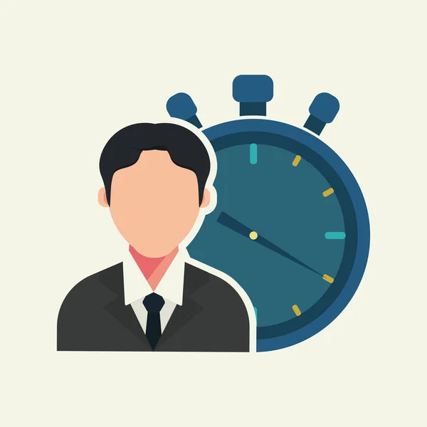 Годинник Людина Векторні Ілюстрації Концепція Управління Часом Бізнес Фінанси — стоковий вектор