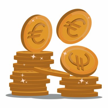 Euro altın sikkeleri. Mali ve para birimi vektör illüstrasyonu