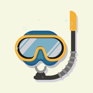 Şnorkelle yüzen ekipman vektör çizimi