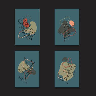 Çiçek duvarı modern estetik poster vektör illüstrasyonunu ayarla