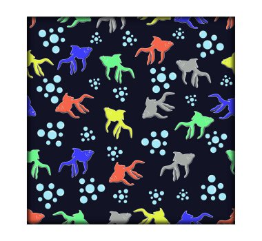 Suyun üzerinde Japon balığı deseni var.  