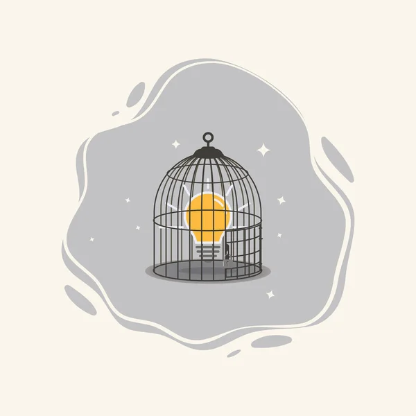 Лампочка Клетке Птиц Концепция Защиты Идей — стоковый вектор
