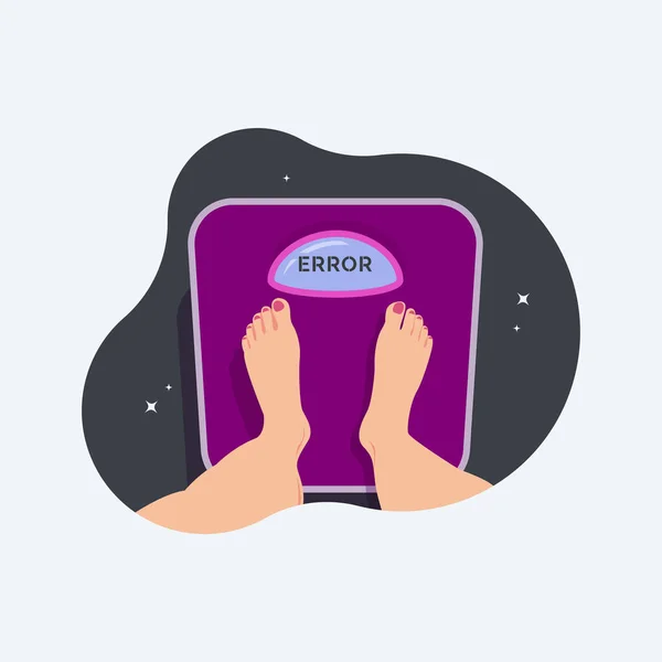 足と体重計エラー情報ベクトルイラスト — ストックベクタ