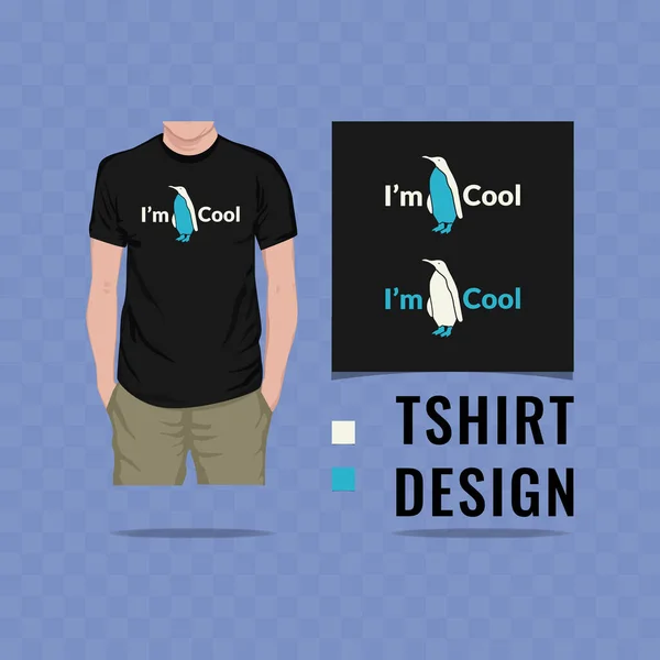 Jag Cool Pingvin Skjorta Design Vektor Illustration — Stock vektor