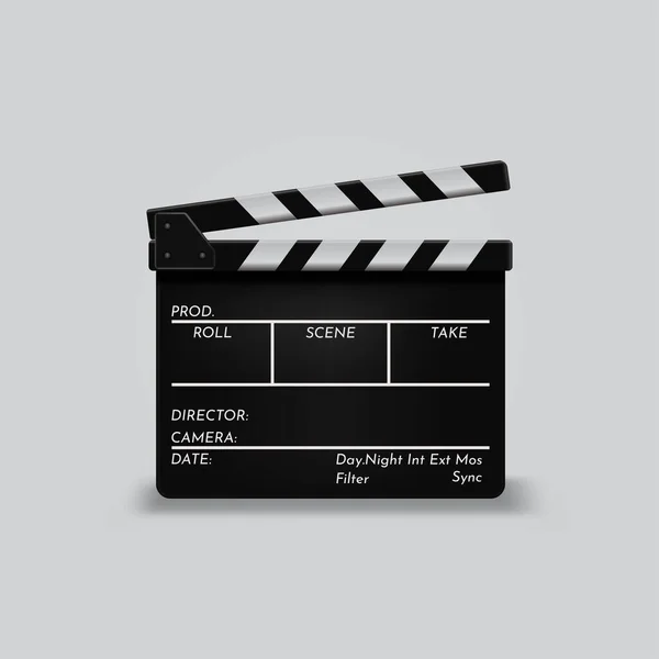 Άνοιξε Ταινία Clapperboard Σχεδιασμό Διάνυσμα Εικονογράφηση — Διανυσματικό Αρχείο