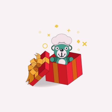 Bebek tasarımı vektör illüstrasyonlu kırmızı hediye kutusu