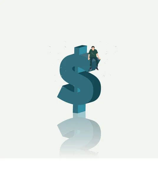 Man Sitting Money Symbol Design Vector Illustration — Stock Vector