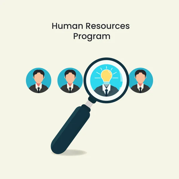Vergrootglas Een Kandidaat Met Mogelijke Ideeën Human Resources Inhuren Programma — Stockvector
