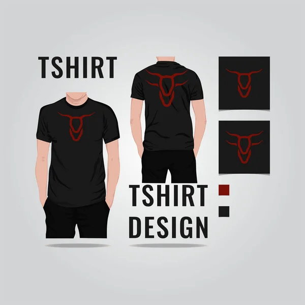 シンプルな頭の強気Tシャツのデザインベクトルイラスト — ストックベクタ