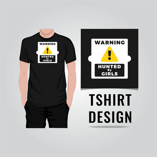 女の子のTシャツデザインベクトルイラストで狩り警告 — ストックベクタ