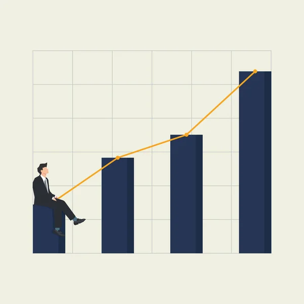 Empresário Sentado Gráfico Gráfico Olhando Para Gráfico Significativo Crescimento Vetor — Vetor de Stock