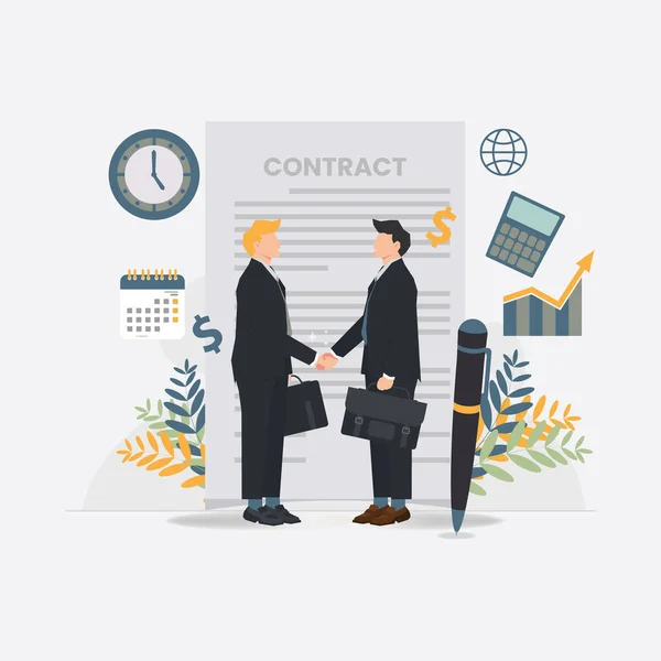 Zakenman Deal Contract Illustratie — Stockvector