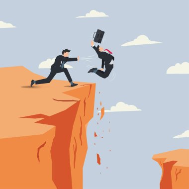 İş adamı uçurumdan itildi. Kötü iş yarışması konsepti çizimi