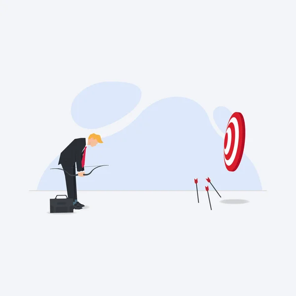 Businessman Arrow Missing Target Failed Business Concept Illustration — Stock Vector