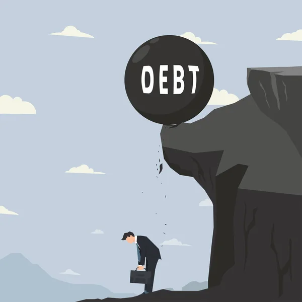Businessman Danger Debt Edge Cliff Design Vector Illustration — Stock Vector