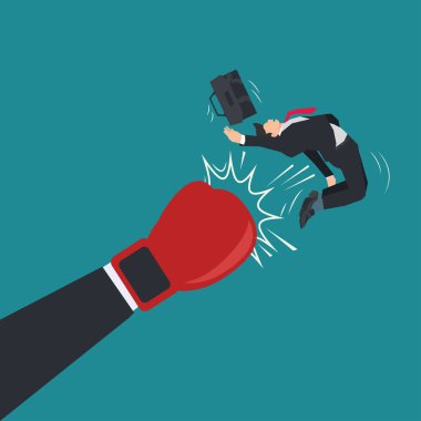 Vektör işadamı büyük el tasarımı vektör illüstrasyonuyla yumruklandı