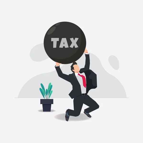 Biznesmen Podnosząc Tax Ciężar Piłka Projekt Wektor Ilustracji — Wektor stockowy