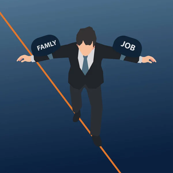 Forretningsmand Forsøger Balancere Family Job Wire Design Vektor Illustration – Stock-vektor