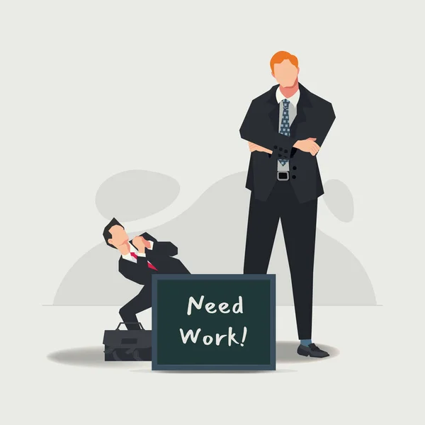 Hombre Negocios Necesita Trabajo Buscando Nuevo Trabajo Gran Jefe Concepto — Vector de stock