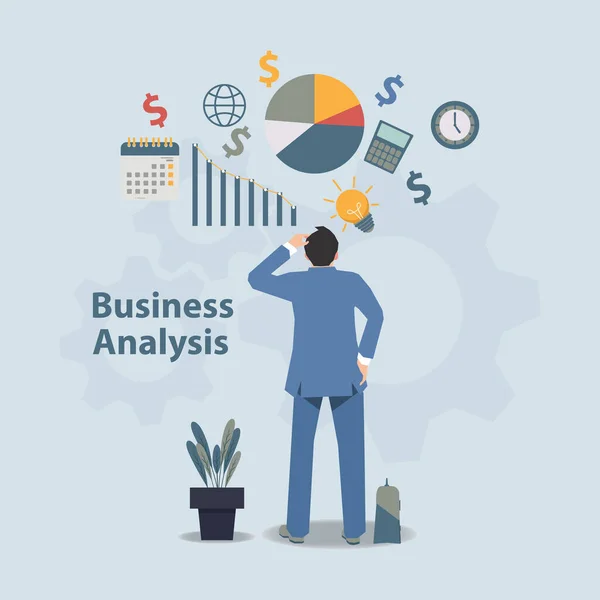 Forretningsmand Med Business Analyse Design Vektor Illustration – Stock-vektor