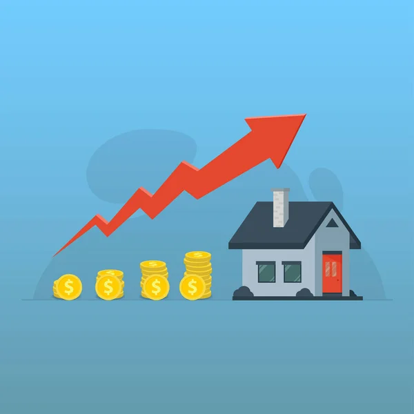 Aumento Custo Habitação Aumento Preço Conceito Imobiliário Ilustração Vetorial — Vetor de Stock