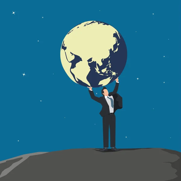 stock vector Businessman lift the globe. Expand business concept design vector illustration