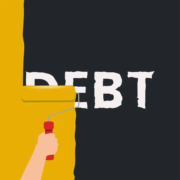 Peinture Vectorielle Main Couvrant Mot Debt Sur Mur — Image vectorielle