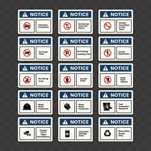 Notice Sign Collection Design Vector Illustration — Stock Vector
